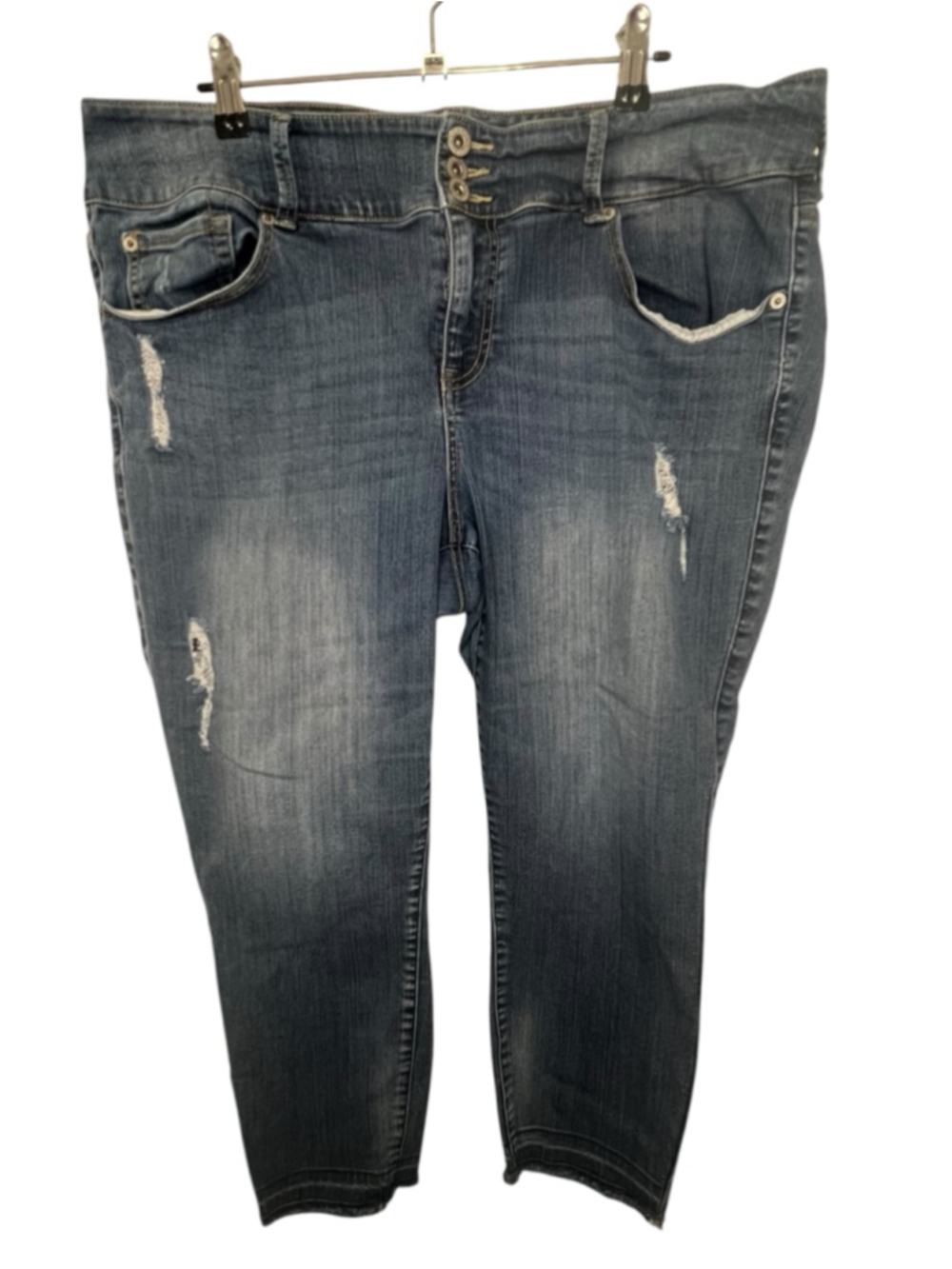Torrid Dark Wash Distressed High Rise Raw Hem Stretchy Denim Jeggings Jeans